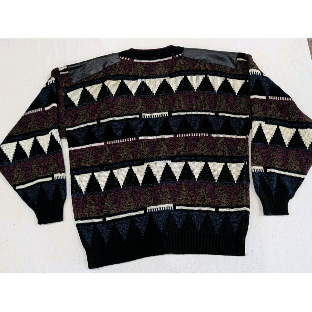 Vintage Michael Gerald Cardigan Sweater Geometric Collegiate Acrylic Mens Large - Picture 8 of 8